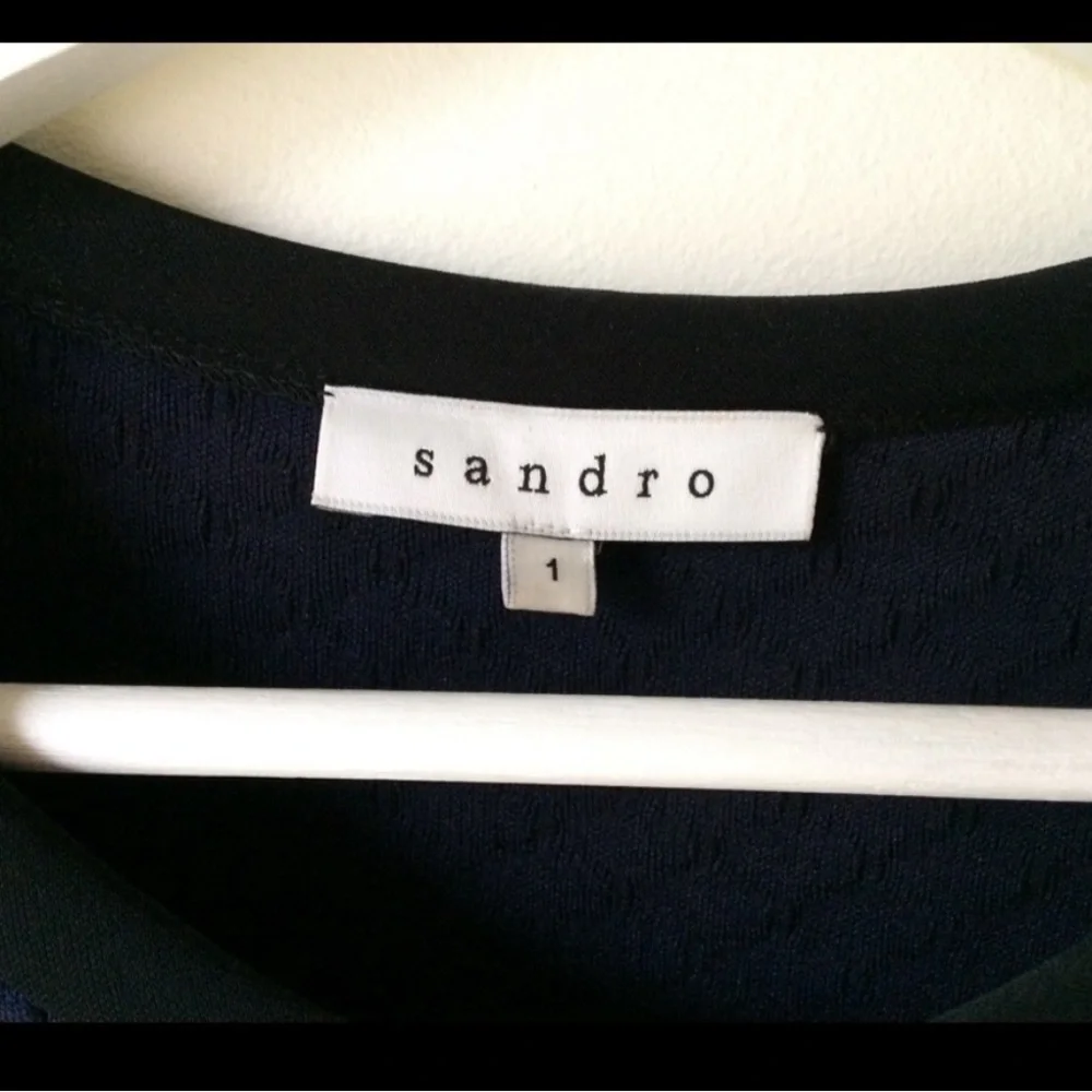 SANDRO Paris Navy Textured mini dress - Picture 7 of 9
